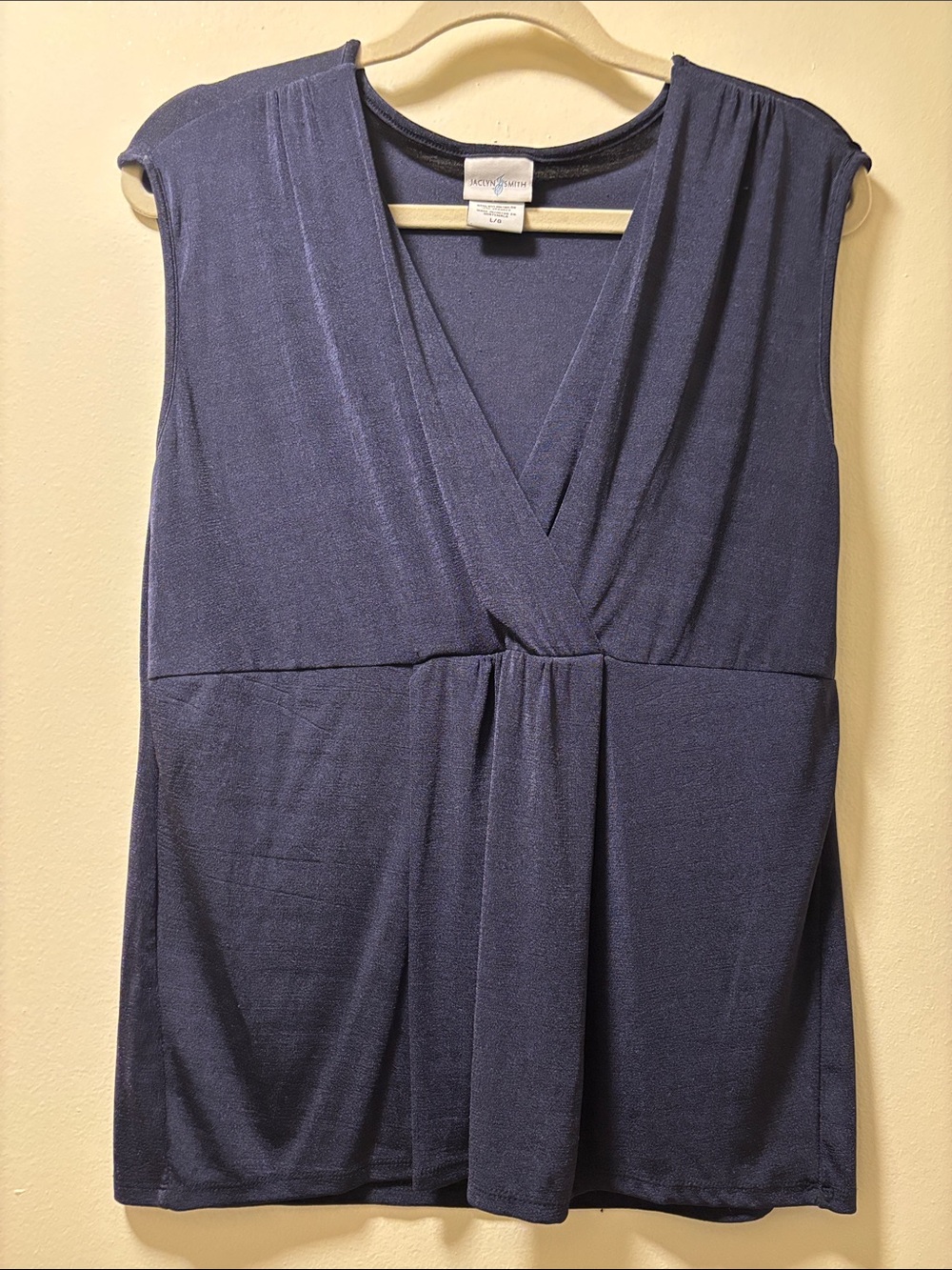 Jaclyn Smith Navy Surplice Sleeveless Tank